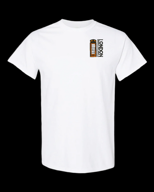 Orange Telephone Box Left Chest Logo Tee